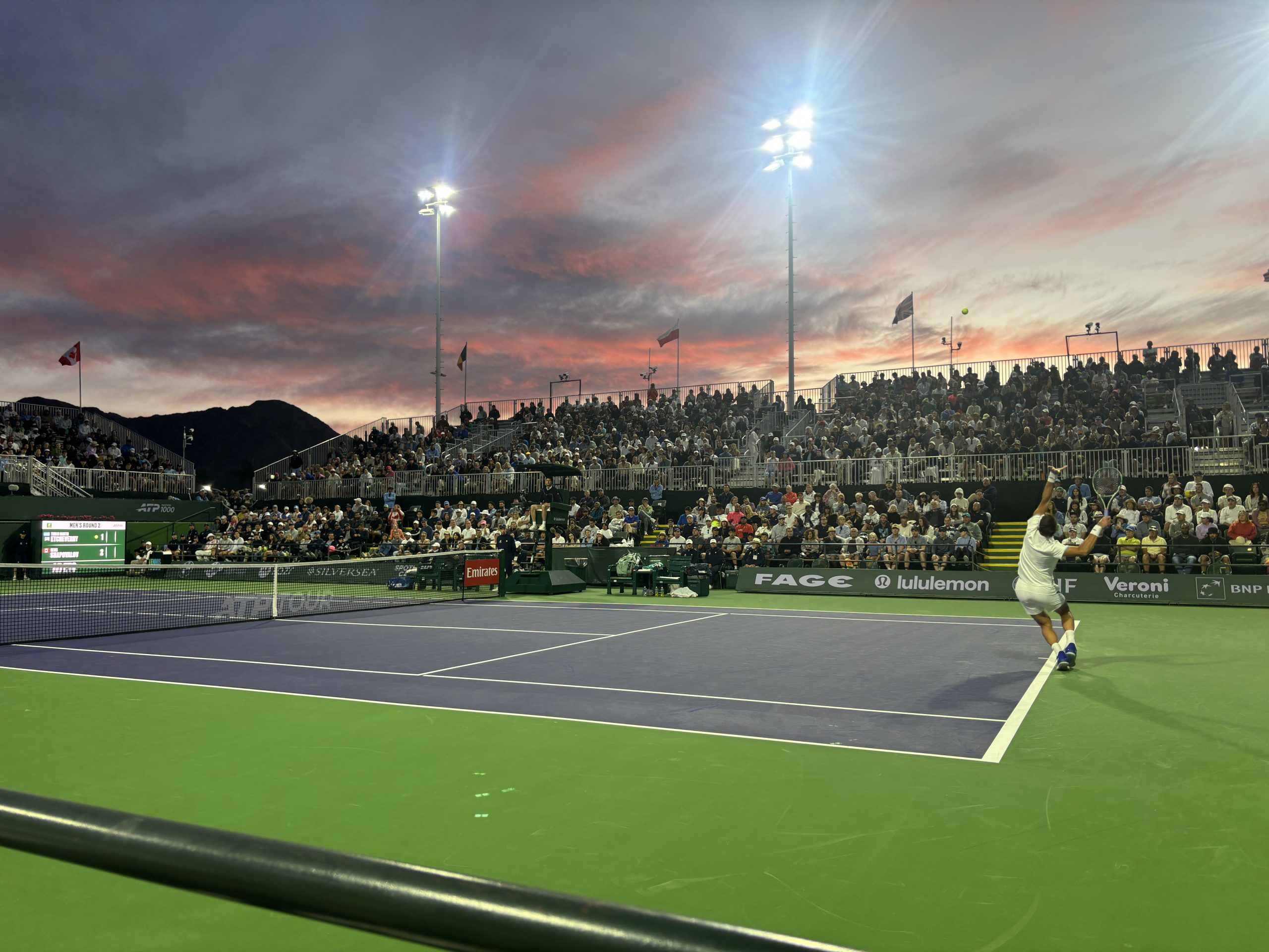 Tennis player serving